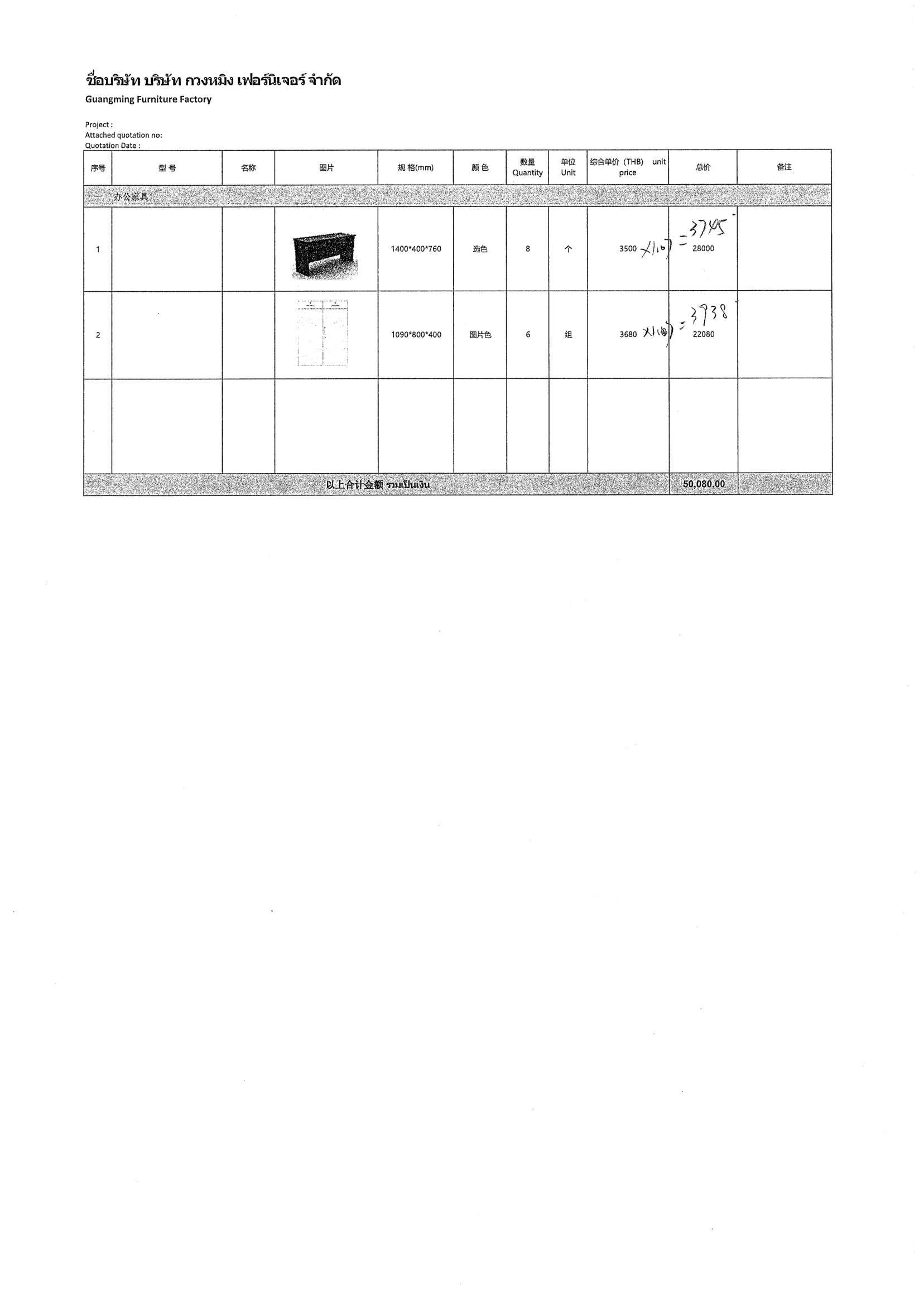 ตารางราคา Guangming